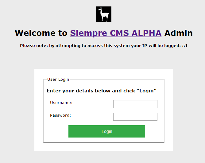 Backend Login Page