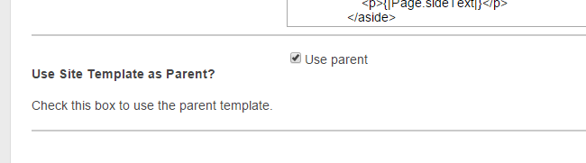 Use Site Template as Parent checkbox
